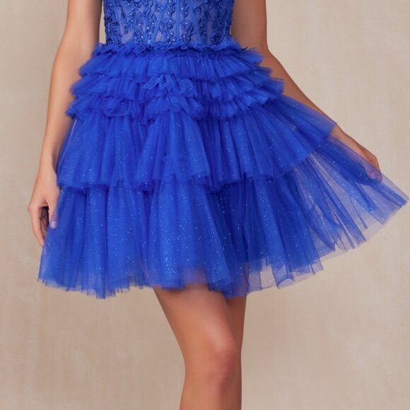 NEW FORMAL SLEEVELESS MINI RUFFLED COCKTAIL DRESS W/ SWEETHEART NECKLINE JT918S - Picture 6 of 9